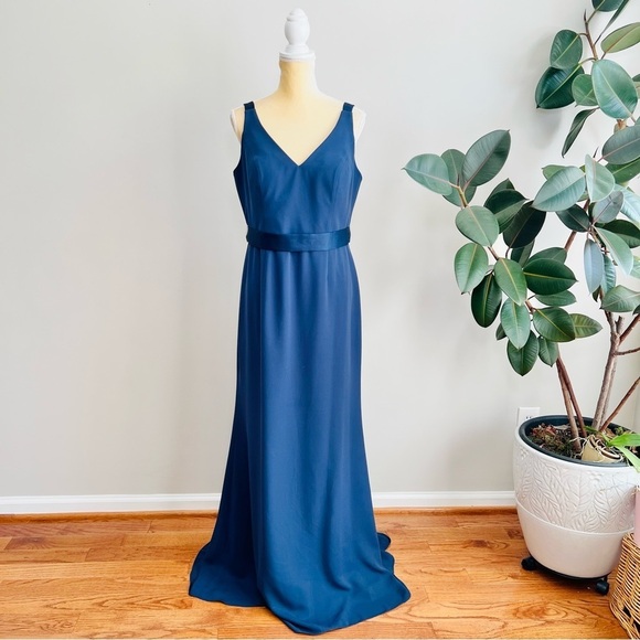 White by Vera Wang Bridesmaid Dress Midnight Blue Vw360195 Full Length formal - Picture 4 of 15